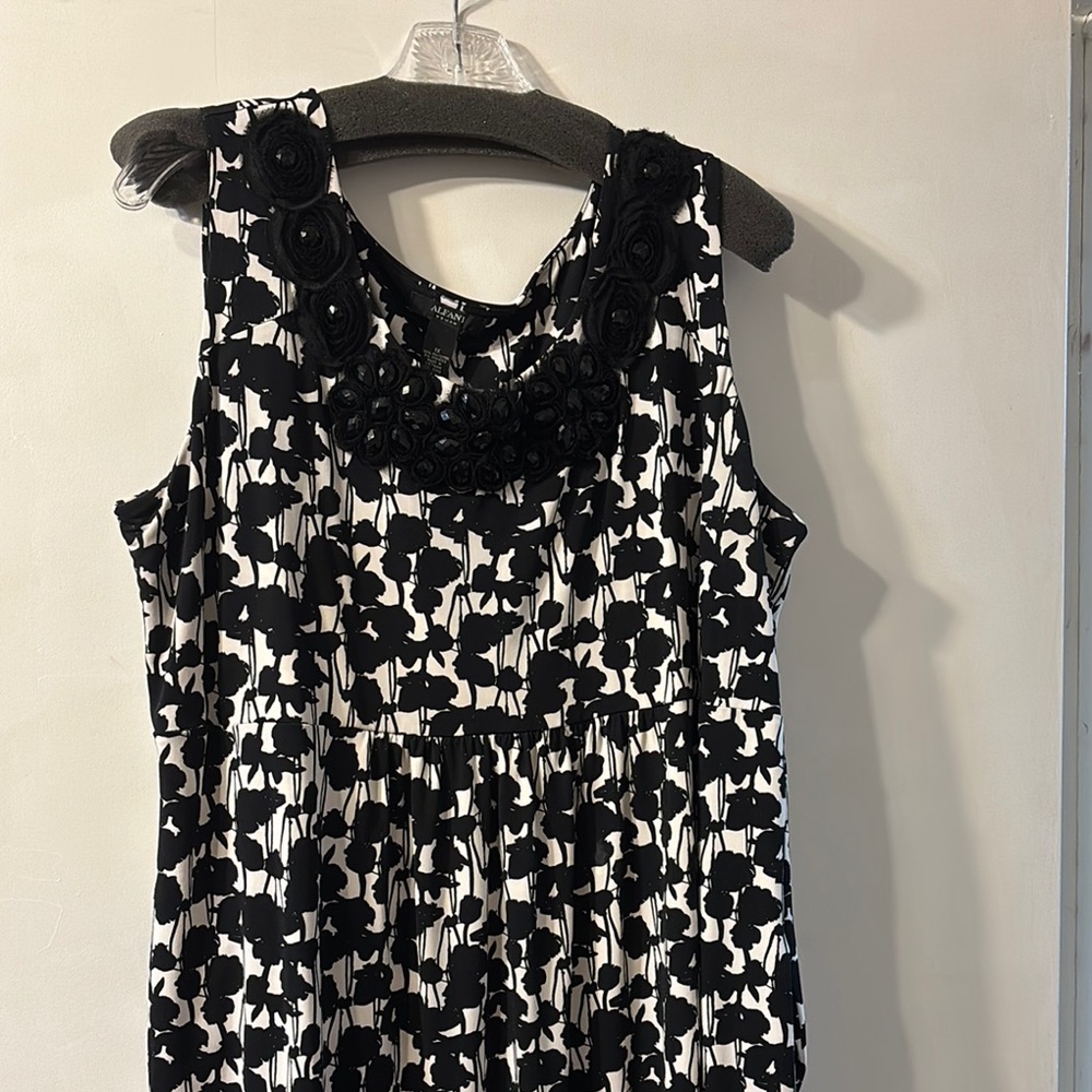 Alfani Elegant Black and White Patterned Dress